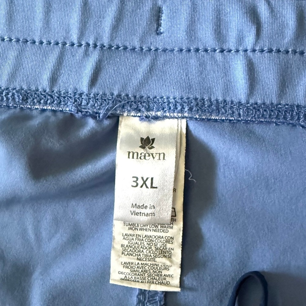 Maevn Evolve Jogger Scrub Pants LHT Blue 3XL Plus Size Cargo Pockets Drawstring - Picture 2 of 4